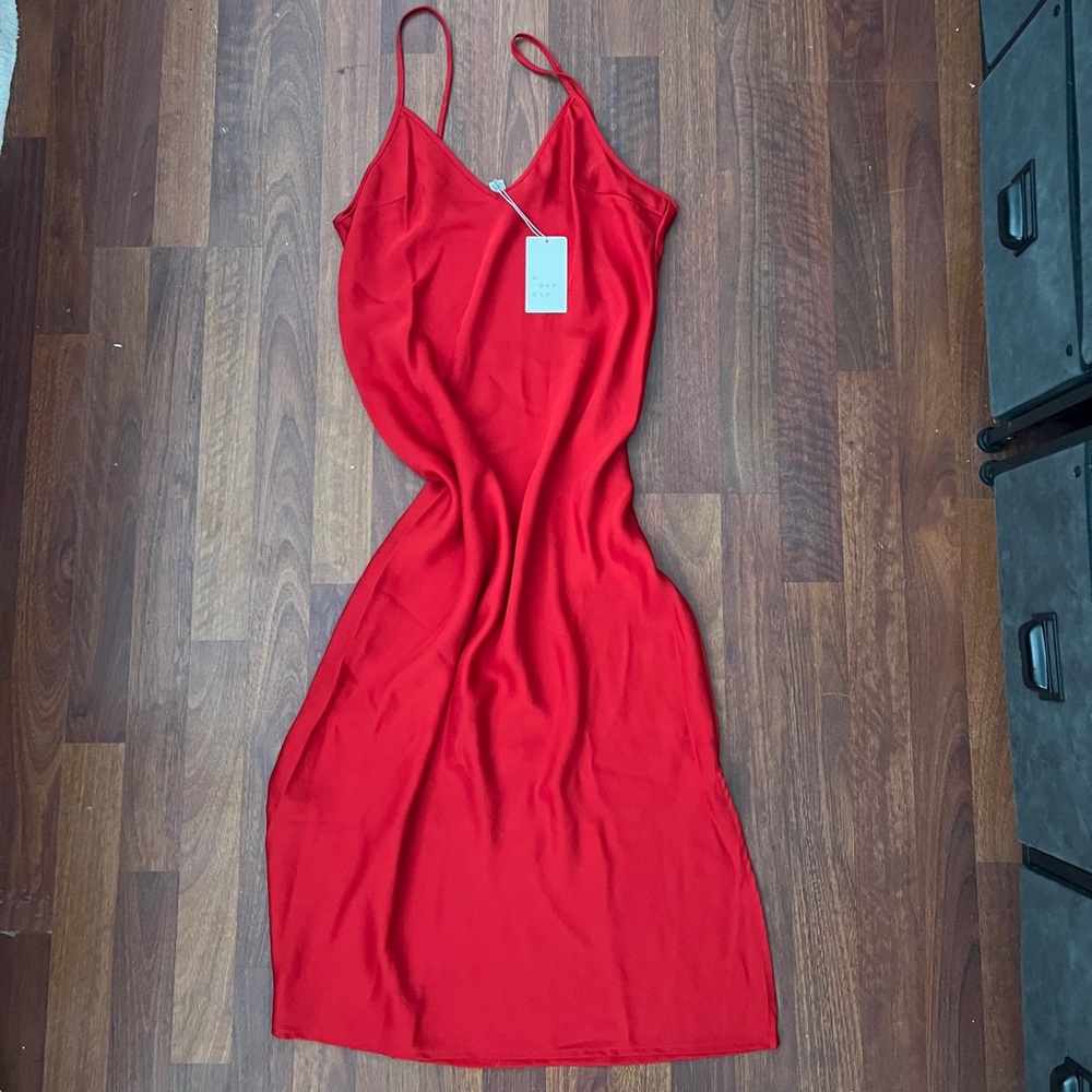 NWT Red Satin Slip Dress